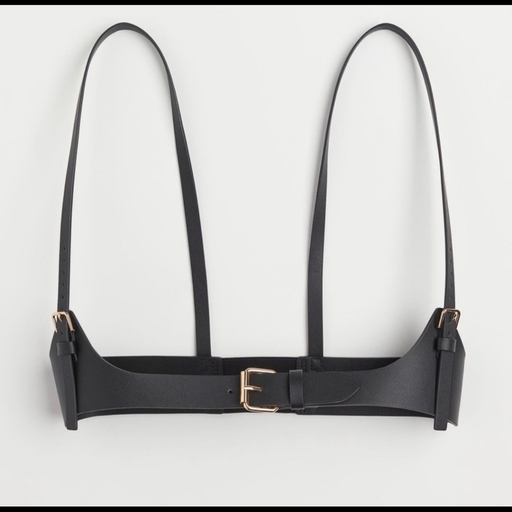 H&M womens harness belt with gold hardware
